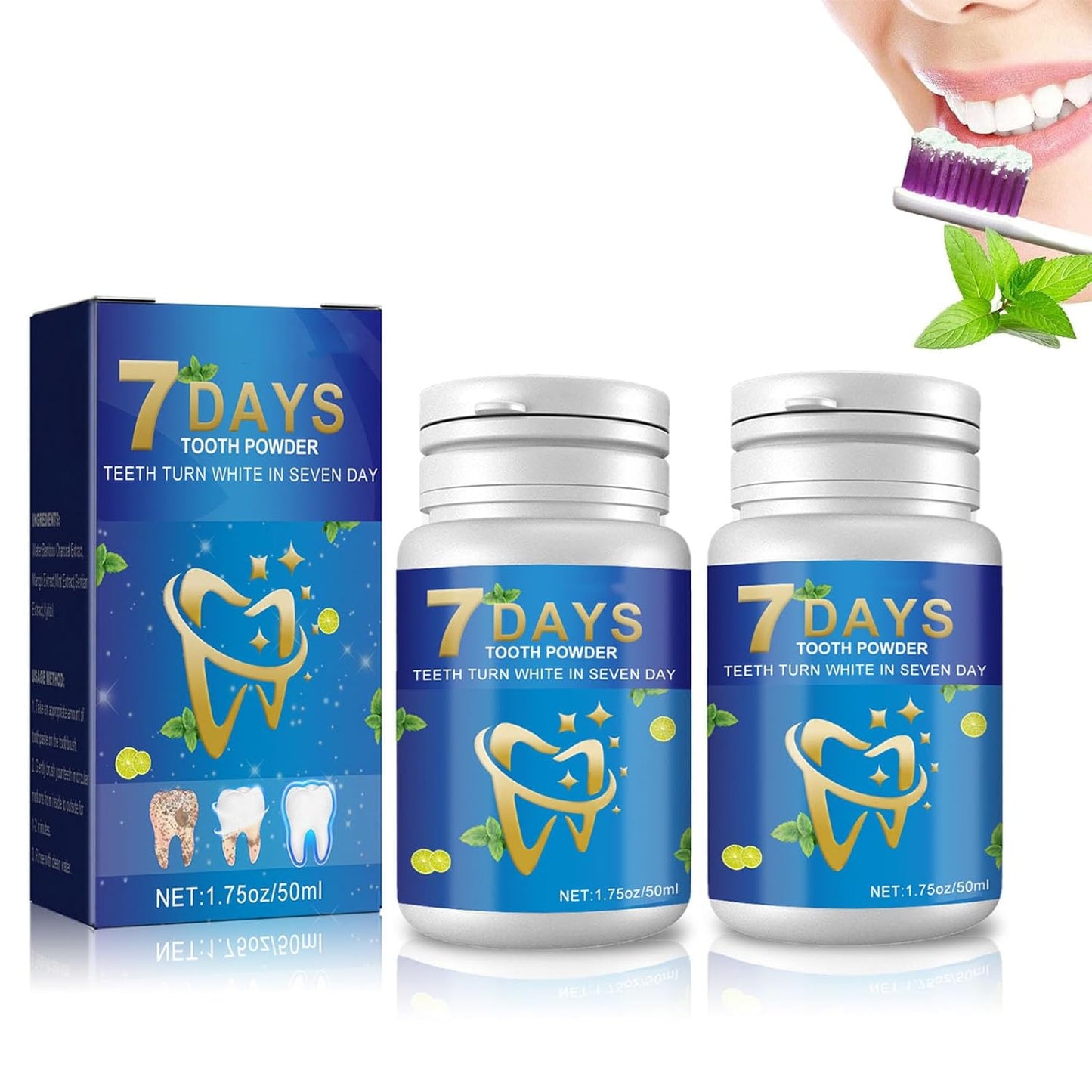 بودرة تبييض الأسنان في 7 أيام